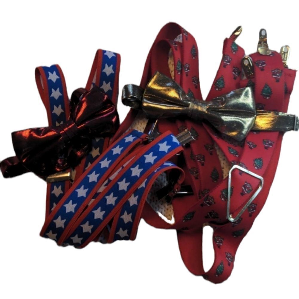 Festive Suspenders and matching‎ bowties